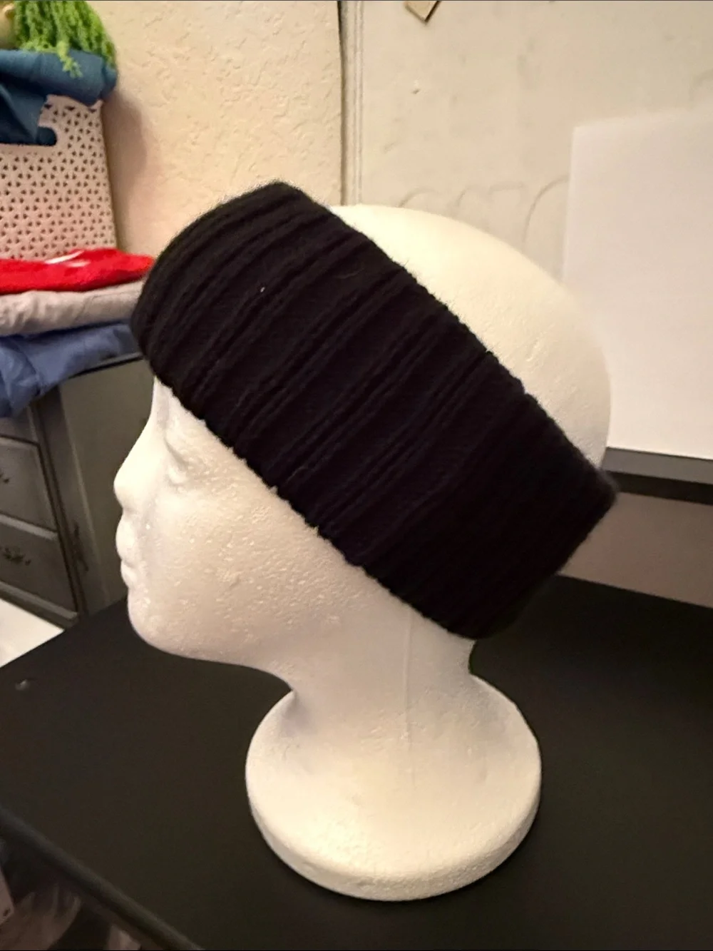 adidas Black Ribbed Knit Cuffed Beanie with Logo Patch